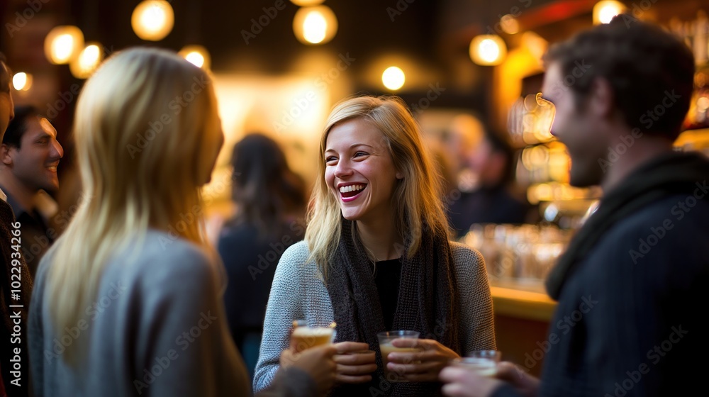 A cheerful gathering at a bar with friends enjoying drinks and conversation. A cheerful gathering at a bar with friends enjoying drinks and conversation.