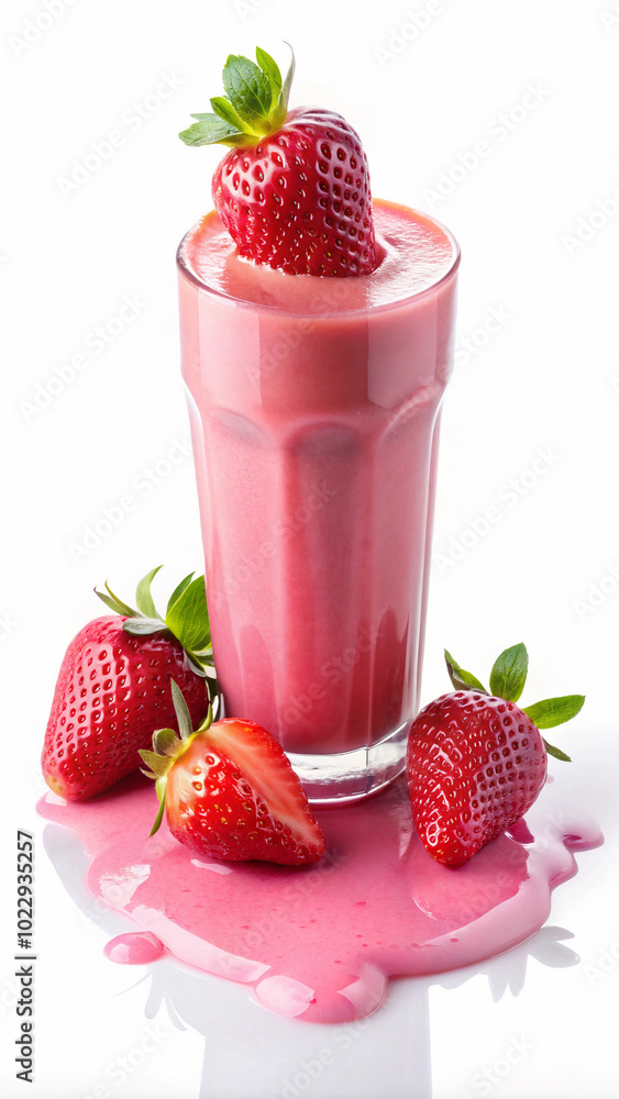 Spilled Strawberry Smoothie Puddle Isolated on White Background Spilled Strawberry Smoothie Puddle Isolated on White Background
