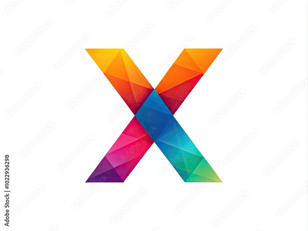 Modern geometric logo design featuring a stylized letter X in vibrant colors on a clean background Modern geometric logo design featuring a stylized letter X in vibrant colors on a clean background