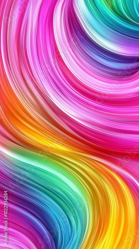 Colorful abstract swirls are blending together, creating a beautiful rainbow gradient that could be used as a background