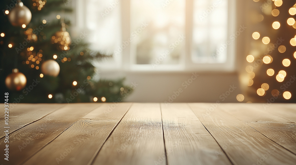 a floor or table with christmassy backbround. a floor or table with christmassy backbround.