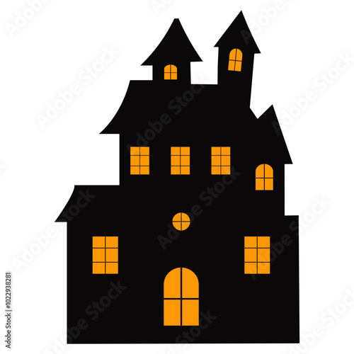 Halloween Haunted House Isolated on White Background. Vector Illustration.