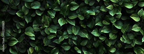 A dense wall of green ivy leaves, captured in high resolution for an enchanting and realistic wallpaper