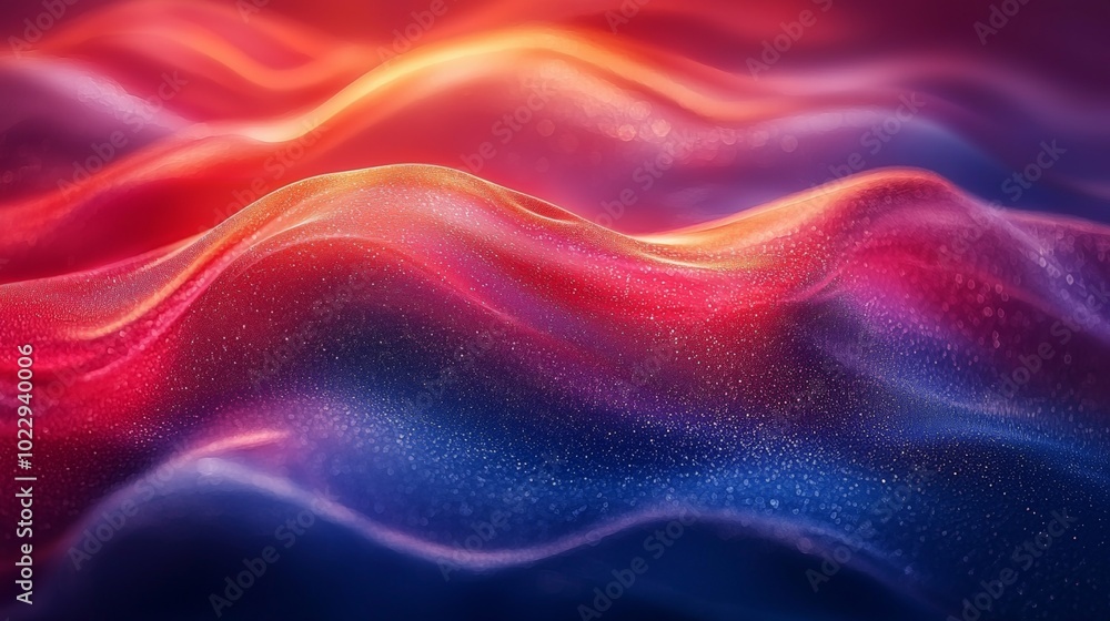 Fototapeta premium Colorful abstract background forming wavy shapes with glitter texture, suitable for technology, cosmetics and beauty products