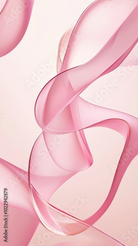 Gracefully intertwining pink shapes on a light background, creating a modern and elegant composition. Dynamic curves and waves add fluid beauty with a touch of fashion