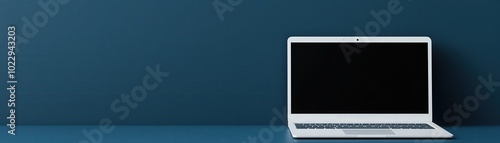 3D Render of a laptop displaying a distance learning module, close-up, isolated background, minimalist and clean.
