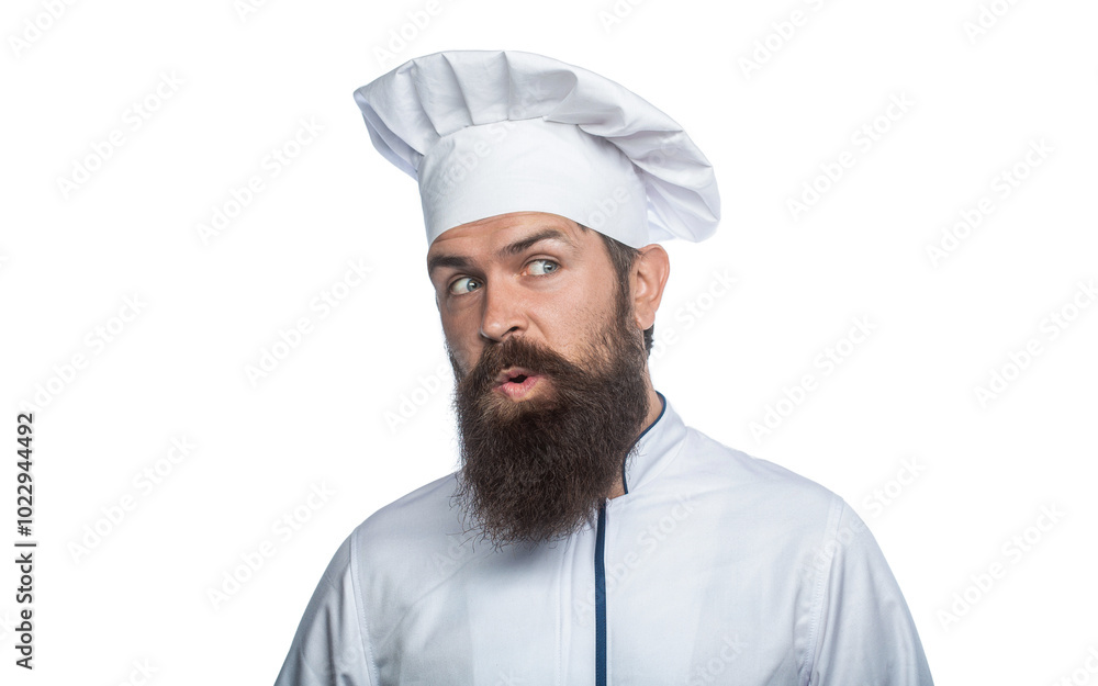 Confident bearded male chef in white uniform. Serious cook in white uniform, chef hat. Portrait of a surprised chef cook. Bearded chef, cooks or baker. Bearded male chefs isolated. Cook hat Confident bearded male chef in white uniform. Serious cook in white uniform, chef hat. Portrait of a surprised chef cook. Bearded chef, cooks or baker. Bearded male chefs isolated. Cook hat