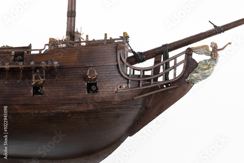 Obraz na plátně the bow of a pirate ship isolated on white background