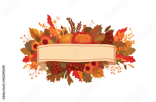 Thanksgiving sign banner text autumn november isolated on white background 