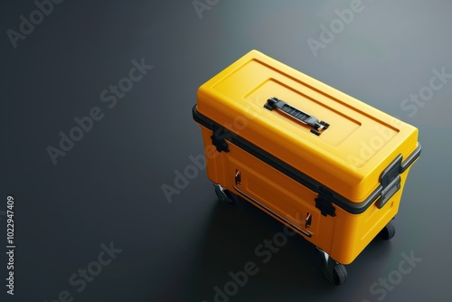 Bright yellow rolling toolbox on a dark surface showcasing its durable design and practical features photo