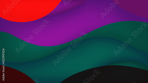 Red purple and green abstract curves nice for wallpaper or banner