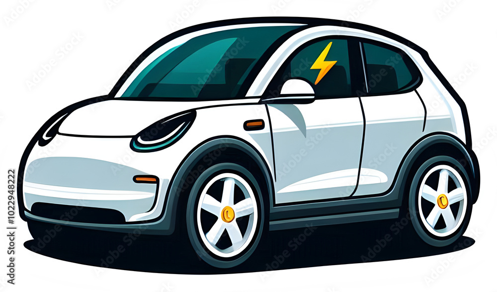 Obraz premium Futuristic electric car illustration with bold lightning symbol
