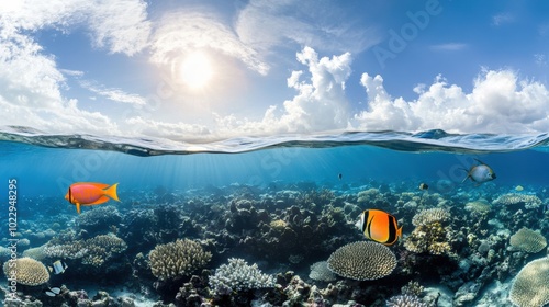 Vibrant Underwater Scene with Coral and Fish