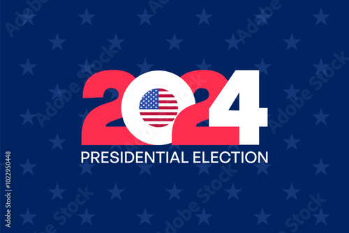 Bold 2024 Presidential Election Poster with American Flag and Blue Starry Background