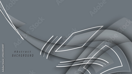 Minimalist abstract design featuring shades of grey and dynamic white lines