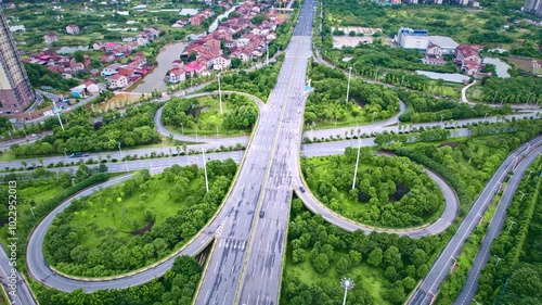 Aerial photography of the East Third Ring Road Interchange in Hengyang City, Hunan Province 4K photo