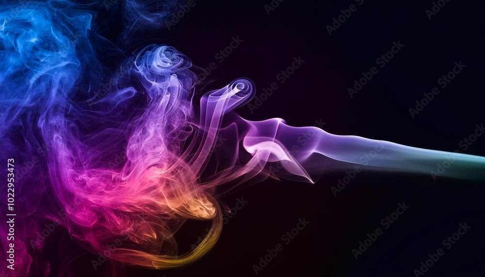 Colorful smoke clouds close up. Whole black background. Colorful smoke clouds close up. Whole black background.