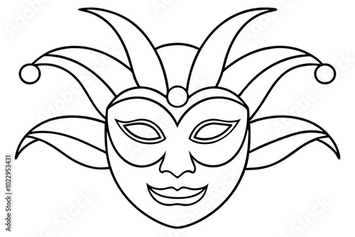 
Carnival mask icon, carnival mask line art vector illustration, mardi gras elements vector
