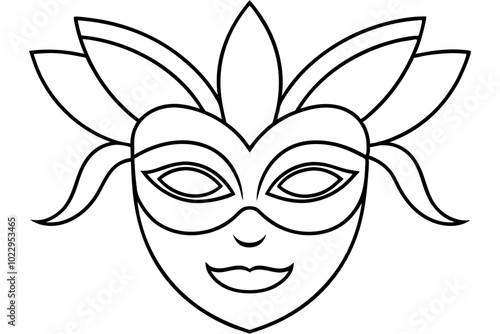 
Carnival mask icon, carnival mask line art vector illustration, mardi gras elements vector
