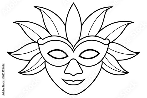 
Carnival mask icon, carnival mask line art vector illustration, mardi gras elements vector
