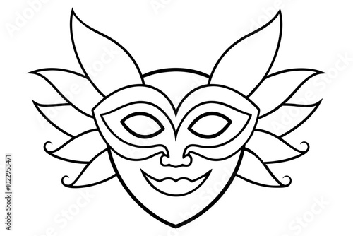 
Carnival mask icon, carnival mask line art vector illustration, mardi gras elements vector
