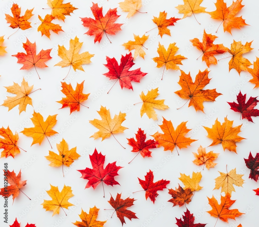 Red autumn leaves flying spirally in the air from a maple tree Red autumn leaves flying spirally in the air from a maple tree