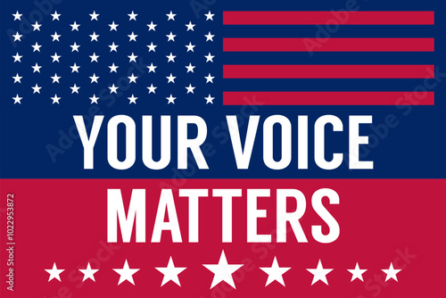 Your Voice Matters Voting Campaign Poster with American Flag Design