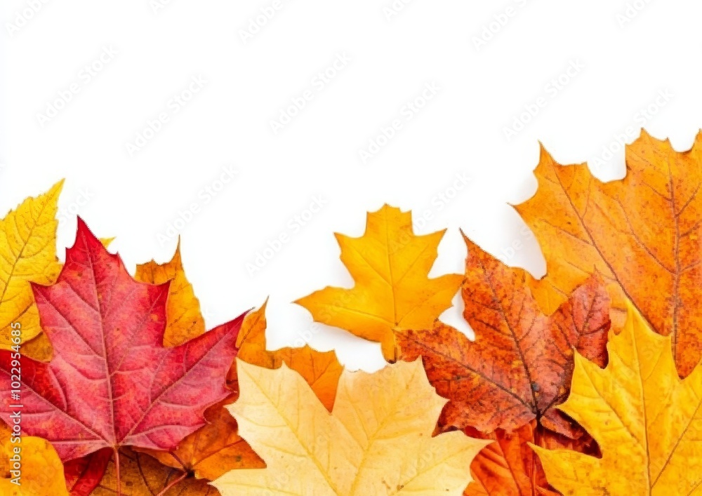 Autumn season on white background with colorful leaves Autumn season on white background with colorful leaves