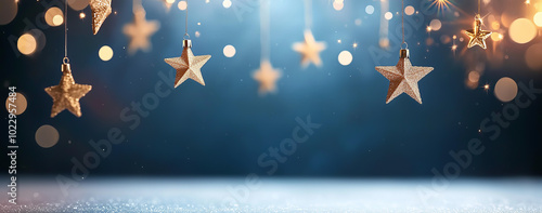 A christmas festive background with golden stars