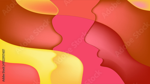 Red yellow wavy curves abstract background nice for wallpaper or banner