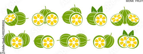 Monk fruit logo.  Isolated Monk fruit on white background