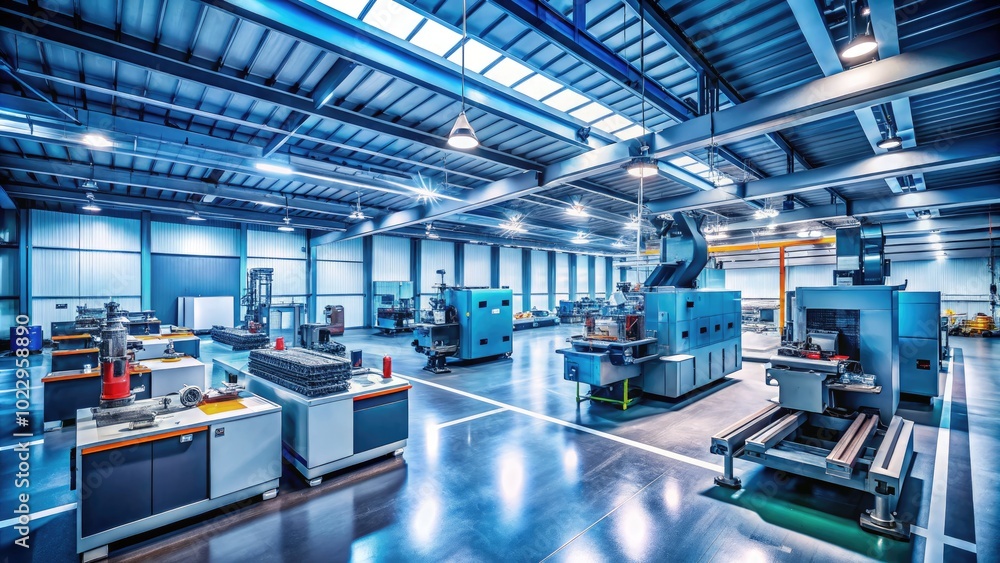 Precision Milling Process in a Modern Workshop with High-Tech Equipment and Metal Components Precision Milling Process in a Modern Workshop with High-Tech Equipment and Metal Components