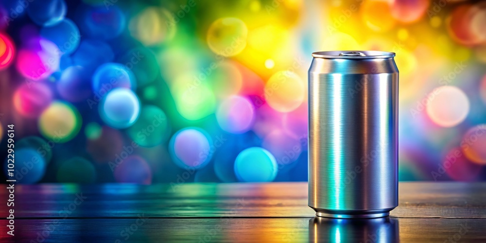 A brightly colored background highlights a sleek aluminum can, offering the ideal canvas for advertising. Capture attention with a strategic marketing message in the open space. A brightly colored background highlights a sleek aluminum can, offering the ideal canvas for advertising. Capture attention with a strategic marketing message in the open space.