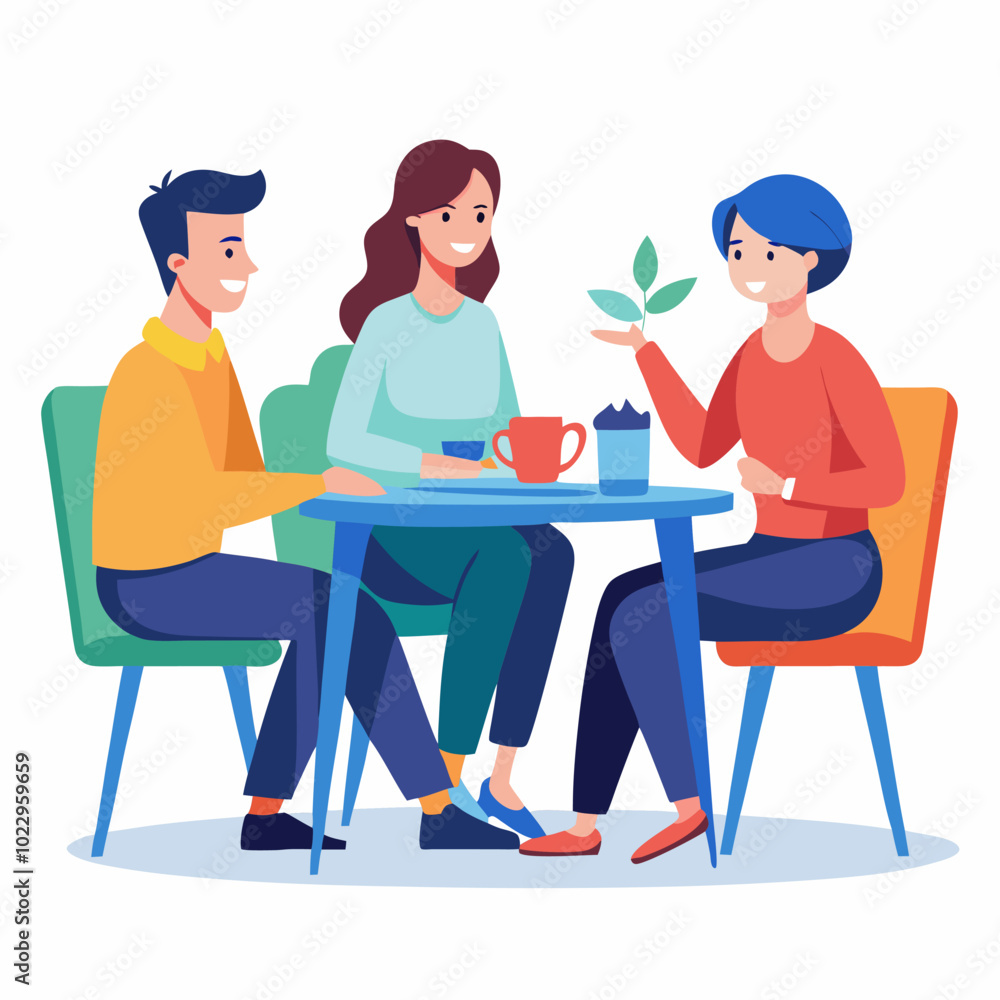 colleagues sitting at table at coffee break colleagues sitting at table at coffee break