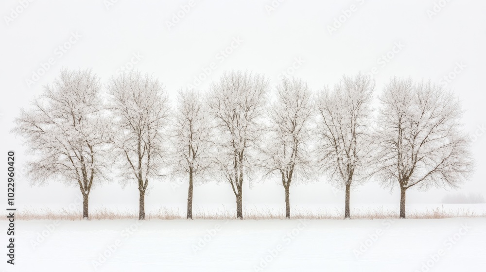 custom made wallpaper toronto digitalIsolated trees on a field during a snowstorm, horizontal, Slovakia, Europe