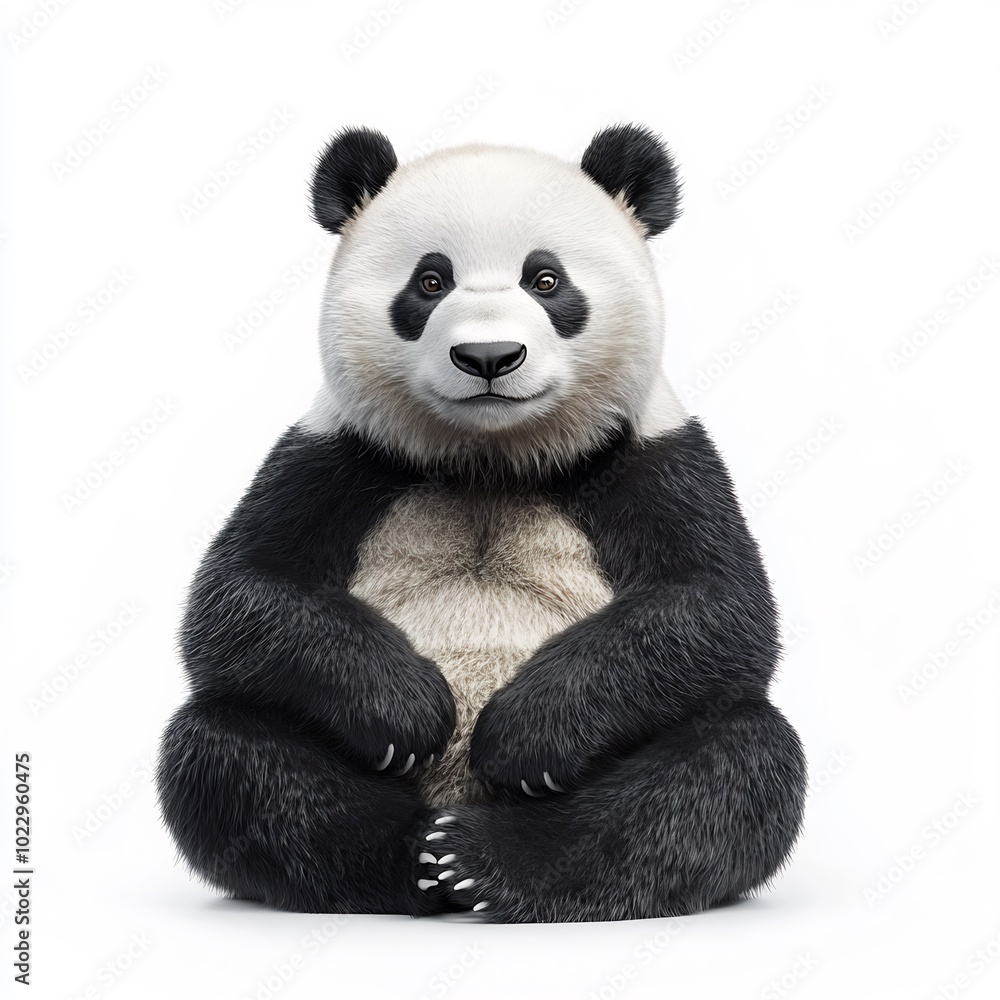 Full-Size Panda on a White Background Full-Size Panda on a White Background