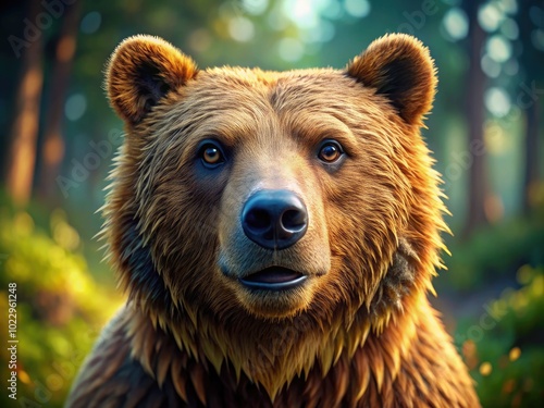 Realistic 3D Grizzly Bear Model in Natural Environment with Detailed Textures and Lifelike Features