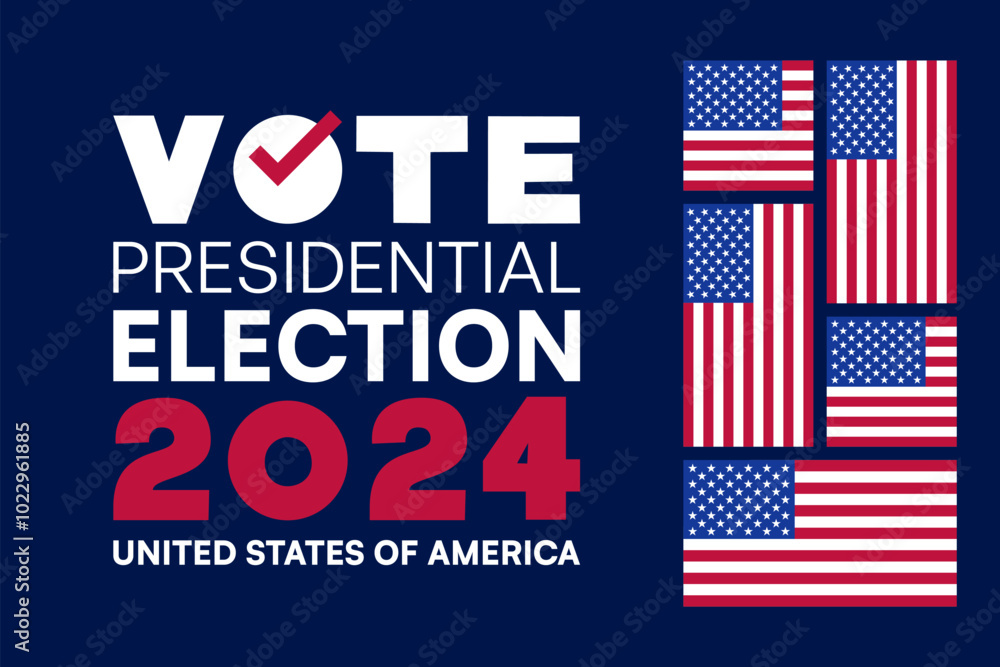 2024 US Presidential Election Poster with Multiple American Flags 2024 US Presidential Election Poster with Multiple American Flags