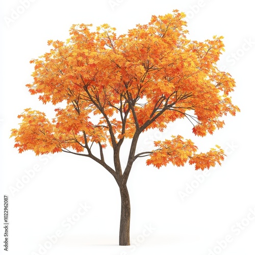 Transparent autumn maple tree PNG