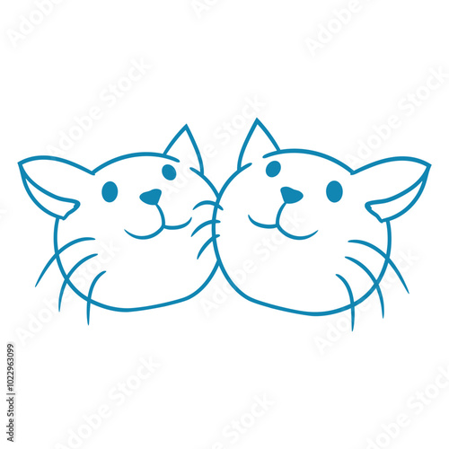 Cat Design Two Best Friends Couple Romantic Crew Team Funny Cool Cartoon Cute Cats Lovers Cartoon Comic Fun Love Sweet Kittens Adorable Feline Like Playful Kitties Fur Baby Illustration Paw Pet Owners