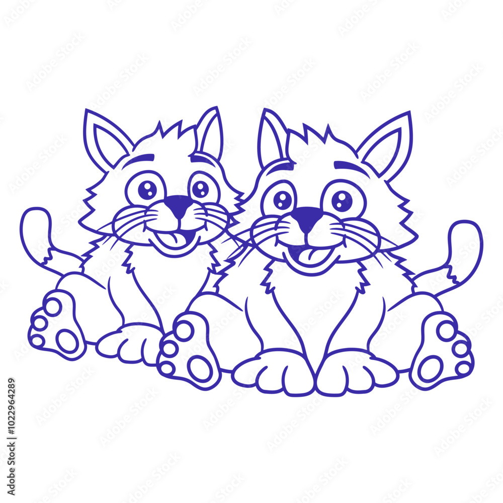 Obraz premium Cat Design Two Best Friends Couple Romantic Crew Team Funny Cool Cartoon Cute Cats Lovers Cartoon Comic Fun Love Sweet Kittens Adorable Feline Like Playful Kitties Fur Baby Illustration Paw Pet Owners