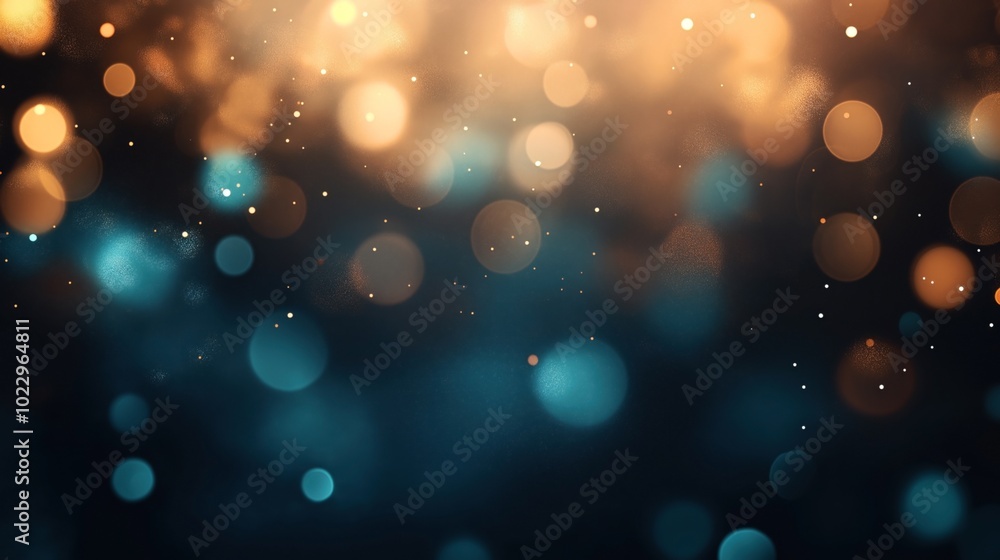 Abstract bokeh background with warm orange and cool blue lights creating a soft and dreamy effect with scattered glowing particles. Abstract bokeh background with warm orange and cool blue lights creating a soft and dreamy effect with scattered glowing particles.