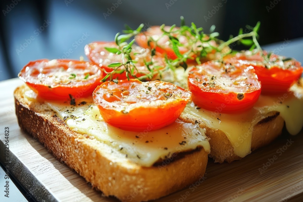 square bread toast with cheese tomatoes - generative ai square bread toast with cheese tomatoes - generative ai