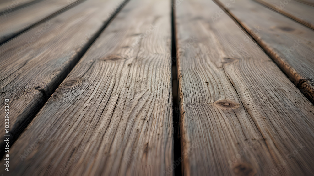 A close-up shot of weathered wooden planks, showcasing the natural grain, knots, and texture of the wood. The image is in focus on the planks in the foreground, with the background blurring out. A close-up shot of weathered wooden planks, showcasing the natural grain, knots, and texture of the wood. The image is in focus on the planks in the foreground, with the background blurring out.