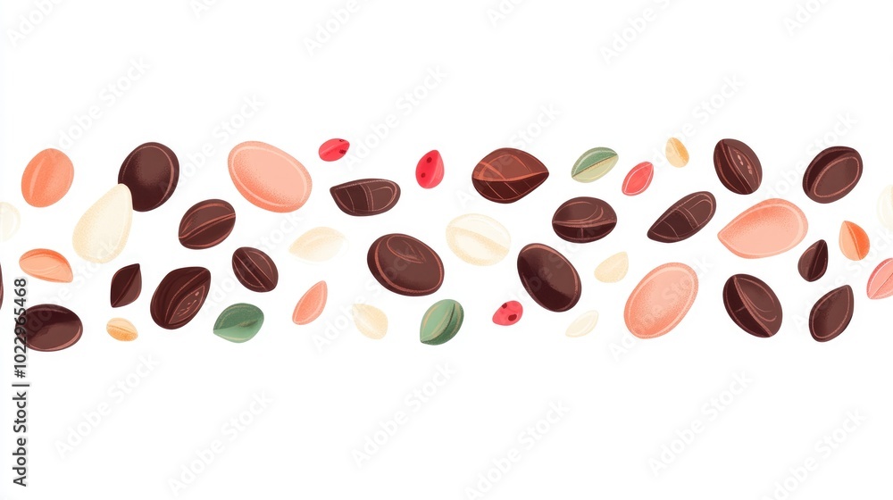 Cocoa and chocolate displayed on a white background Cocoa and chocolate displayed on a white background