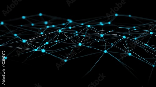 Abstract Dark Background With Bright Connections Digital Network In Black With Neon Blue Lights Concepts Of Connection Communication Technology Science Education photo