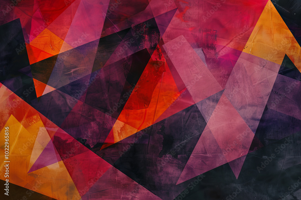 Backdrop with contemporary abstract design featuring layered red triangles and geometric shapes. Modern geometry background. front view. Digital 3D render. wallpaper with texture. Backdrop with contemporary abstract design featuring layered red triangles and geometric shapes. Modern geometry background. front view. Digital 3D render. wallpaper with texture.