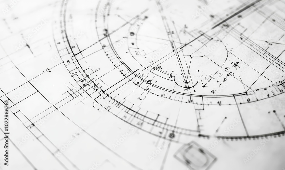 Hand drawn architectural blueprint with numbers. Hand drawn architectural blueprint with numbers.