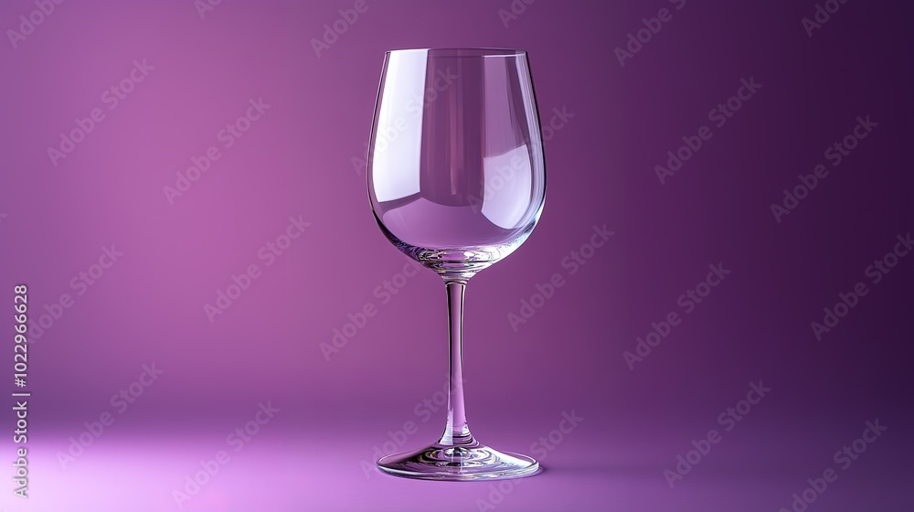 Empty wine glass on purple hue background with soft shadows Empty wine glass on purple hue background with soft shadows