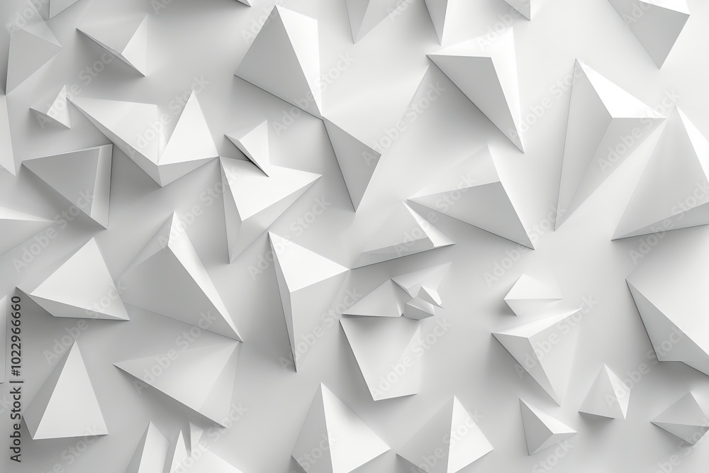 Backdrop with contemporary abstract design featuring layered white triangles and geometric shapes. Modern geometry background. front view. Digital 3D render. wallpaper with texture. Backdrop with contemporary abstract design featuring layered white triangles and geometric shapes. Modern geometry background. front view. Digital 3D render. wallpaper with texture.